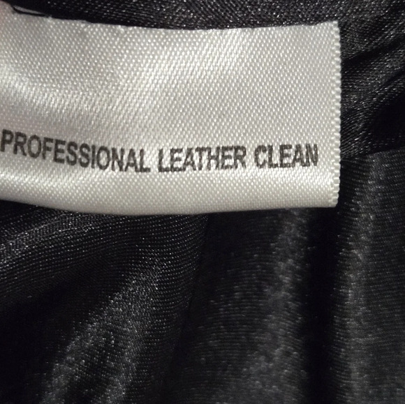 Vintage Black Leather Collared Coat Large - Picture 5 of 5